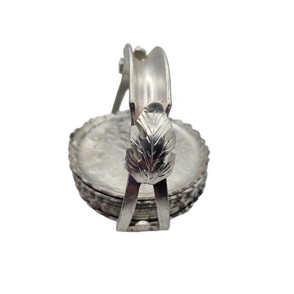 Coasters Hand Wrought Silverlook 501 Trade Continental Mark Set of 7 With Holder - Picture 3 of 6